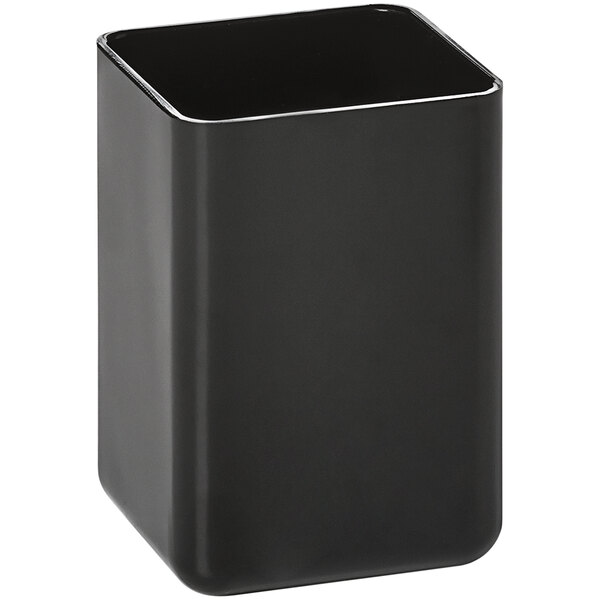 A black square Deflecto antimicrobial pencil cup.