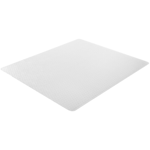 A white rectangle chair mat with beveled edges.