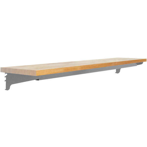 A BenchPro wooden shelf with metal brackets.