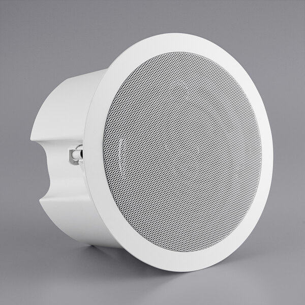 A white Speco Technologies speaker with holes.