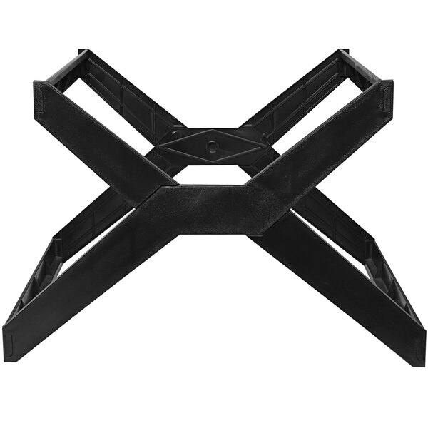 A black metal Deflecto X-Rack frame for hanging files.