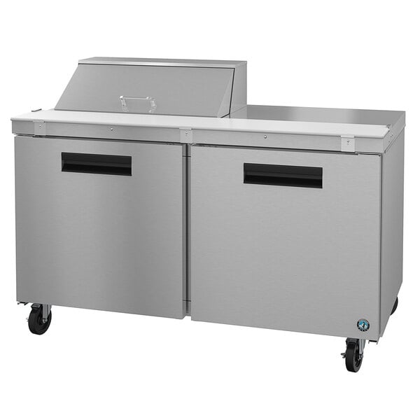 A large stainless steel Hoshizaki refrigerator with two doors and two drawers.