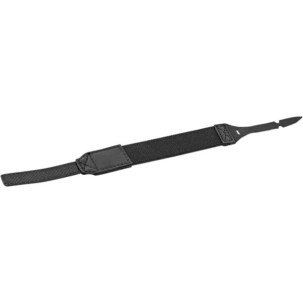 A black leather handstrap with a metal buckle for Zebra EC50 and EC55 mobile computers.