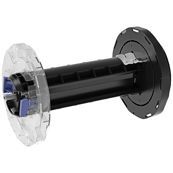 An Epson clear and black plastic spindle for label printers.