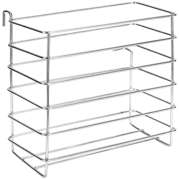 A metal rack with six shelves designed to hold Zummo Z1 juicers.