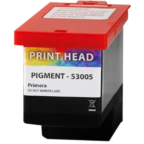 A red and black rectangular Primera 53005 pigment printhead.