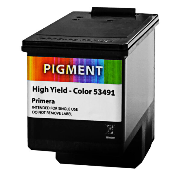 A Primera high-yield color pigment ink cartridge with white label.