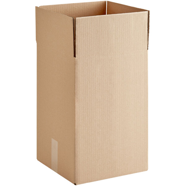 A close-up of a Lavex cardboard shipping box with a cut out top.