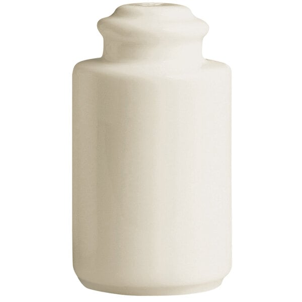 A RAK Porcelain ivory porcelain pepper shaker with a lid.