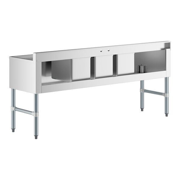 Regency 72" x 18 3/4" Three Bowl Underbar Sink with Two Large Drainboards