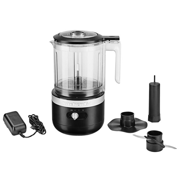 KitchenAid KFCB519BM Matte Black Cordless 5-Cup Food Chopper - 120V