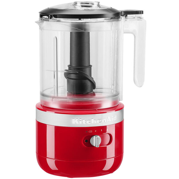 KitchenAid KFCB519PA Bright Red Cordless 5-Cup Food Chopper - 120V