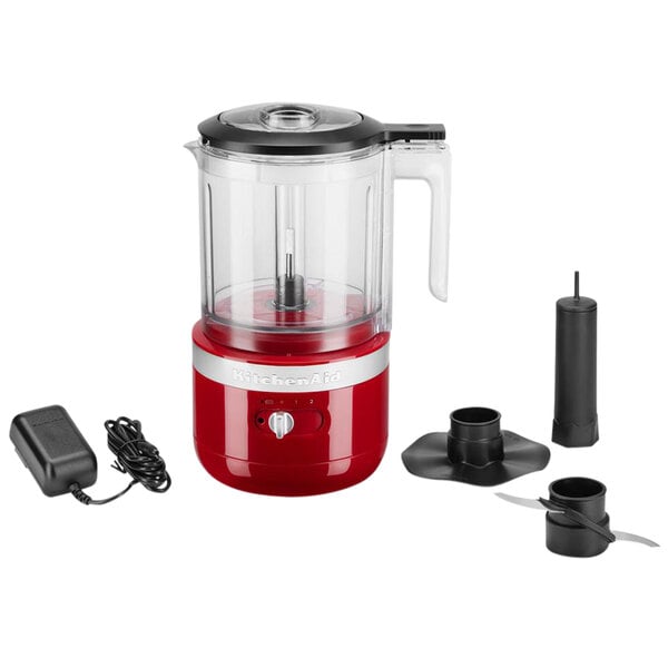 KitchenAid KFCB519ER Red Cordless 5-Cup Food Chopper - 120V