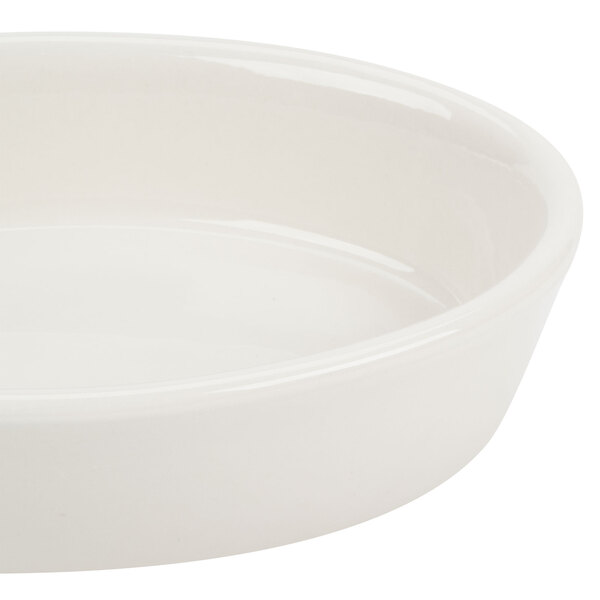 A white oval baker dish.