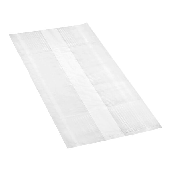 A white plastic bag with lines on it.