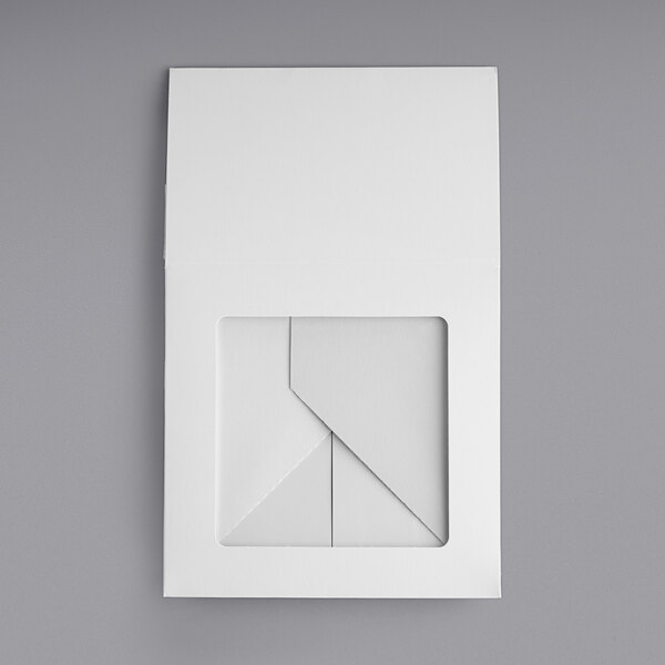 A white box with a cut out window.