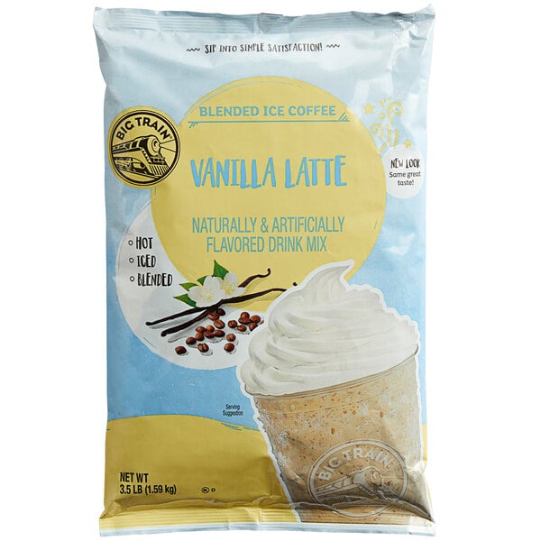 Big Train 3.5 lb. Vanilla Latte Blended Ice Coffee Mix - 5/Case