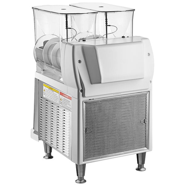 A Bunn Ultra NX slushy machine with two clear containers and a white cover.