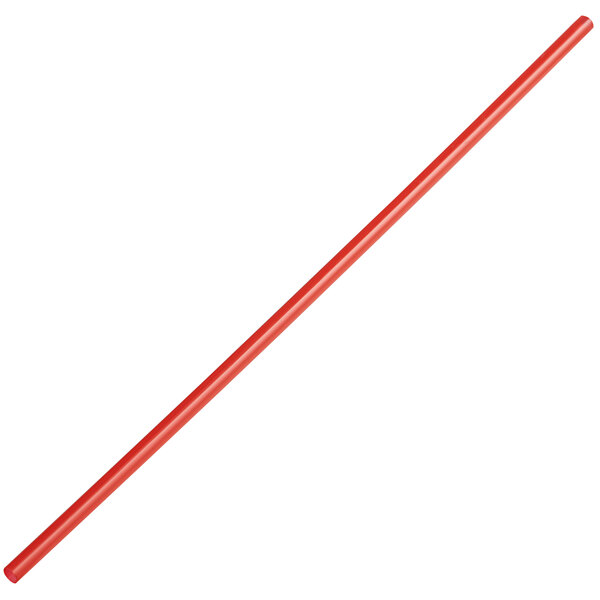 A red unwrapped Choice plastic straw.