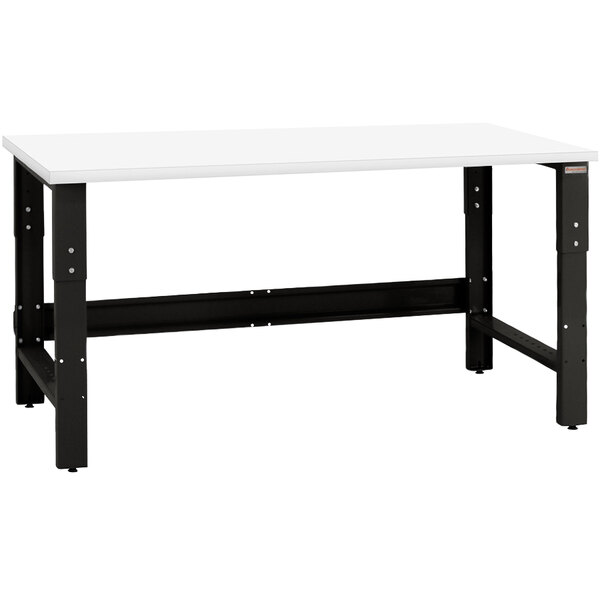 A white rectangular workbench top with a black border.