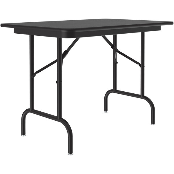 A black Correll rectangular folding table with metal legs.