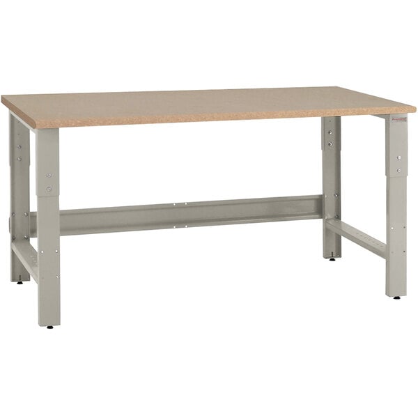 A BenchPro Roosevelt workbench with a particleboard top and gray metal legs.