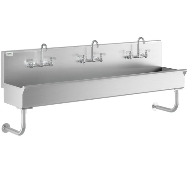 HAND SINK 3 MULTI USER 72 WALL MOUNT STAINLESS STEEL 