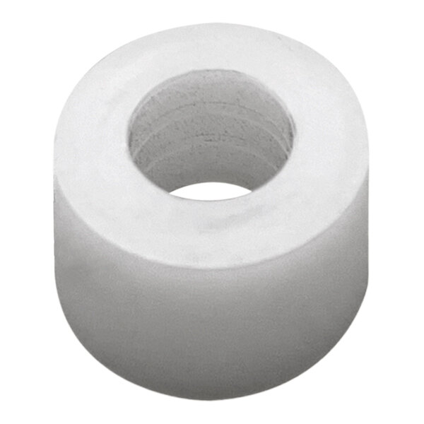 A white nylon spacer designed for use with heavy-duty steamer commercial microwaves.