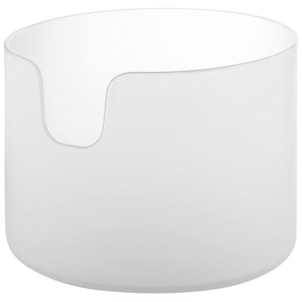 A white plastic container with a curved edge.