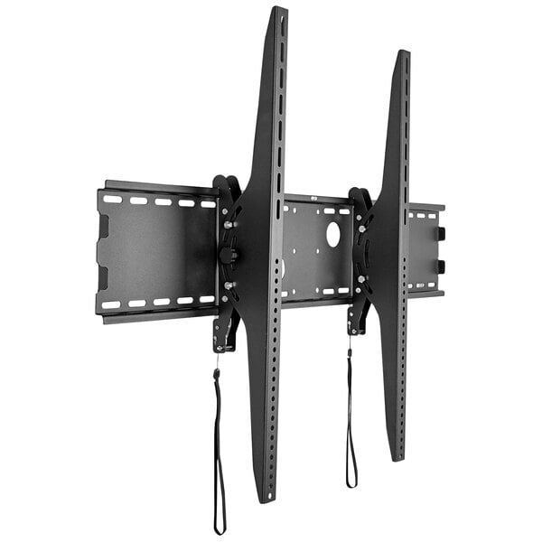 A black metal Tripp Lite wall mount bracket with straps and holes.