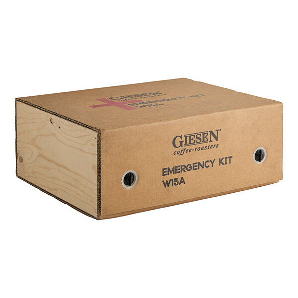 A brown Giesen Repair Kit box with black text and a black circle.