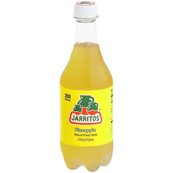 A yellow bottle of Jarritos Pineapple Soda.