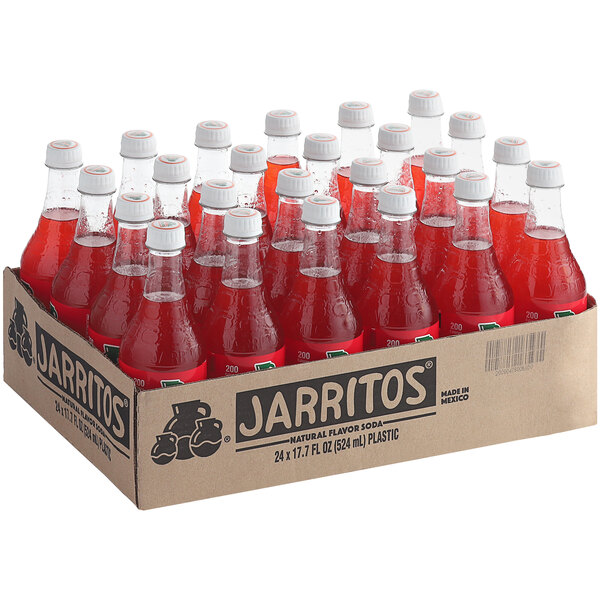 A box of Jarritos Fruit Punch soda bottles on a white background.