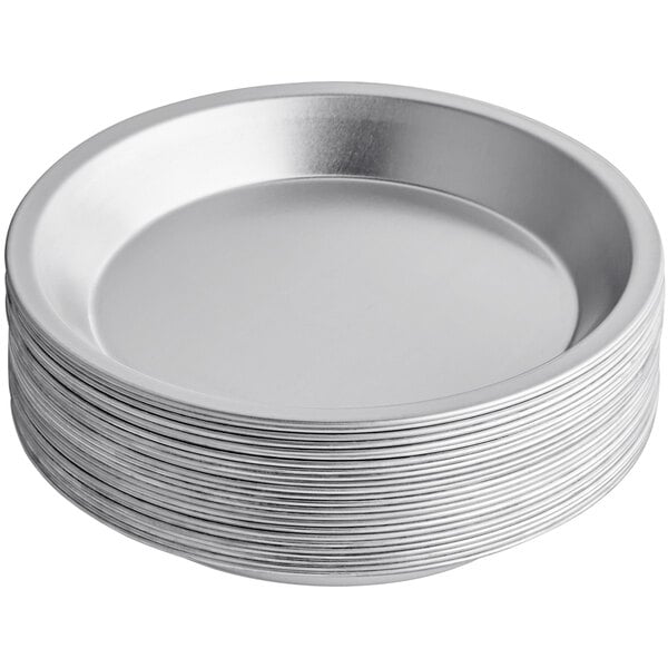 A stack of Choice aluminum pie pans.
