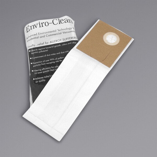 A pack of 9 brown paper bags for Powr-Flite vacuums.