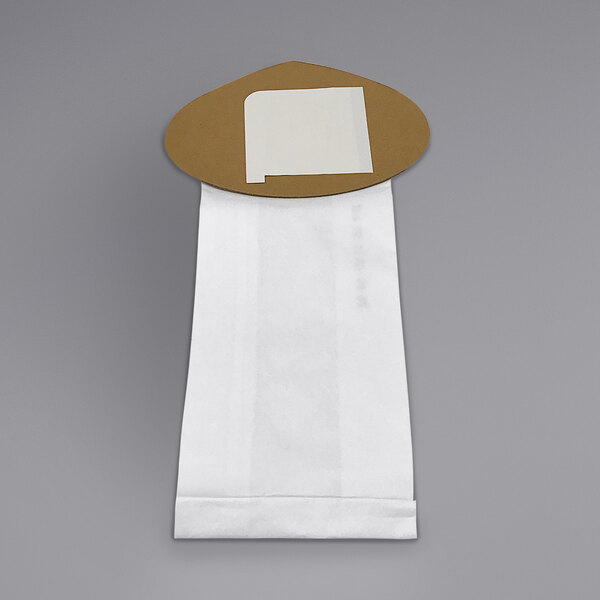 A white rectangular paper bag with a brown border.