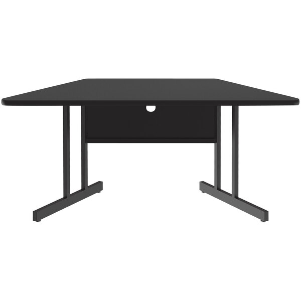 A black table with a hole in the middle.