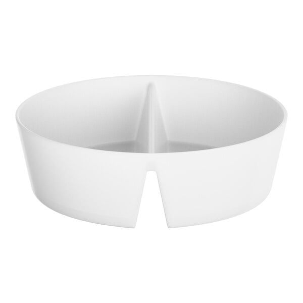 Visions 3 3/4" White Plastic Mini Dual Compartment Dish - 200/Case