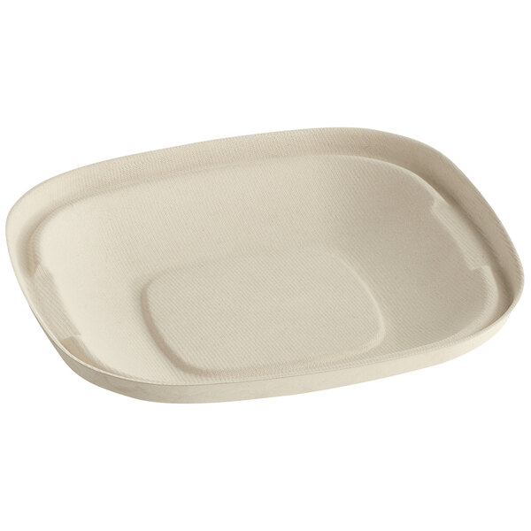 A white rectangular World Centric compostable fiber bowl.