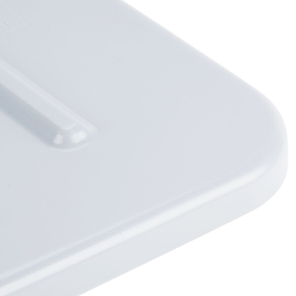 A gray Rubbermaid utility bin lid.