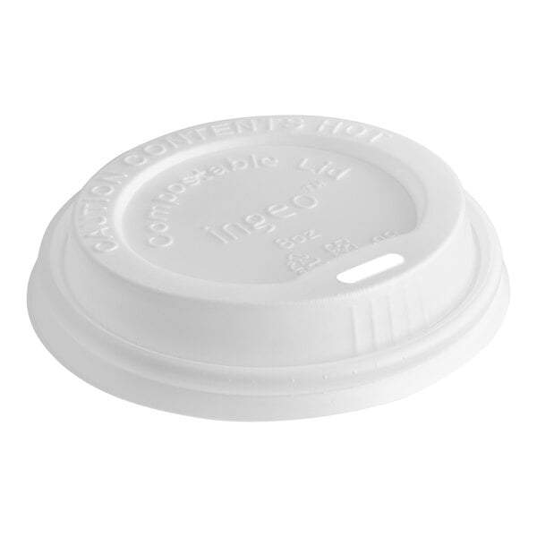 World Centric 8 oz. White Paper Hot Cup PLA Travel Lid - 1,000/Case