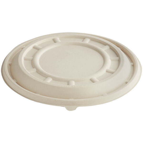 A white fiber lid with a circular design.