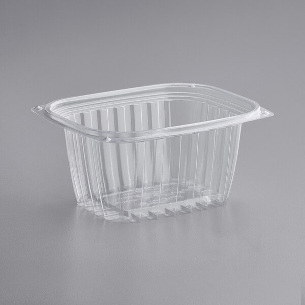 A World Centric clear PLA deli container with a lid.