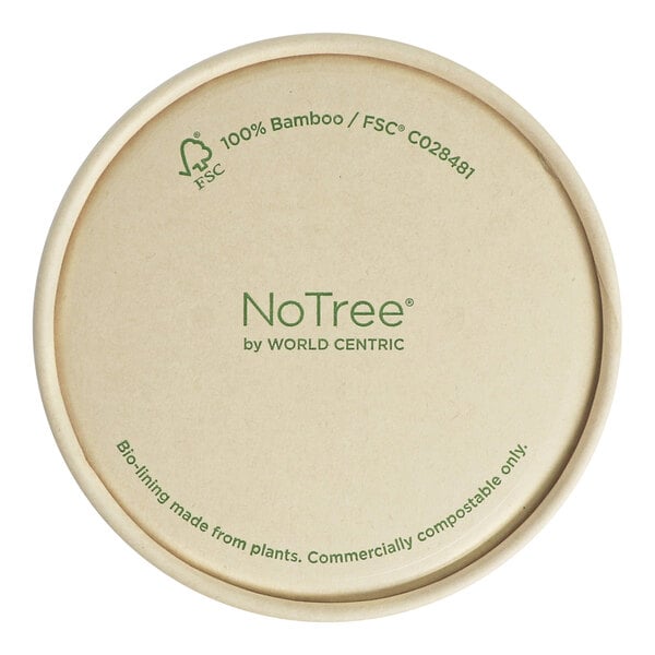 World Centric NoTree 8 oz. Compostable Paper Kraft Lid - 500/Case