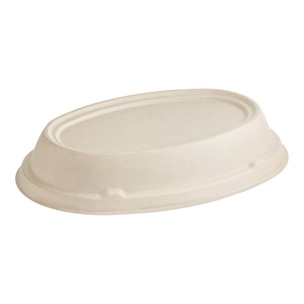 A white compostable fiber lid for a bowl.