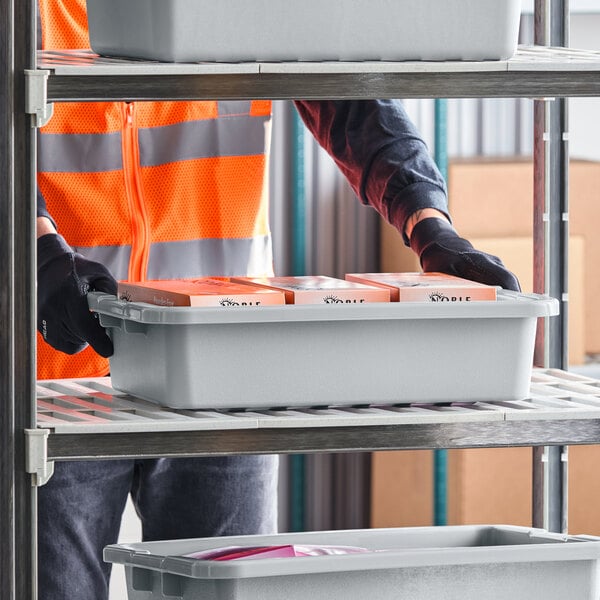 Rubbermaid® 21 1/2" x 17" x 7" Gray Polyethylene Utility Bin FG335192GRAY