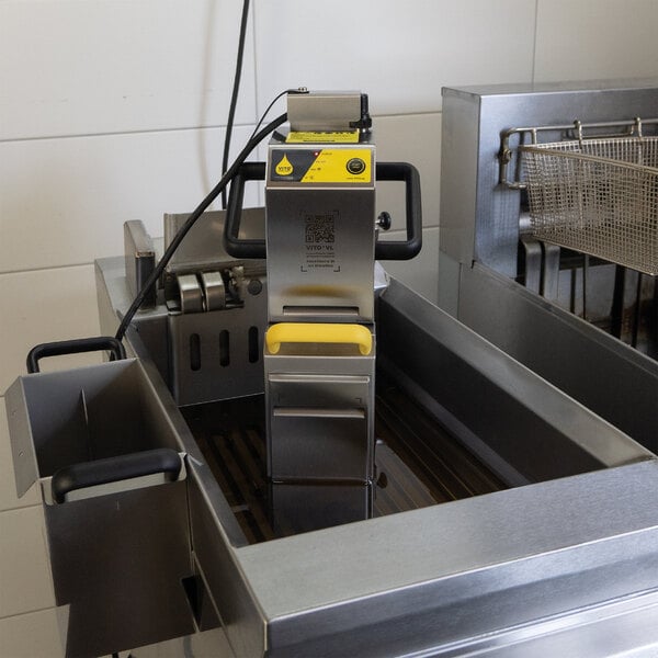 A VITO fryer oil filtration machine with a yellow handle.