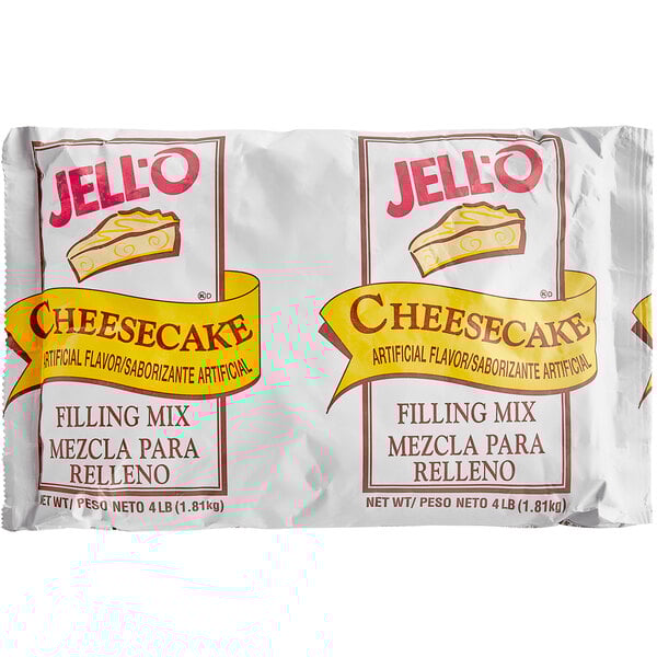 A package of JELL-O cheesecake filling mix.