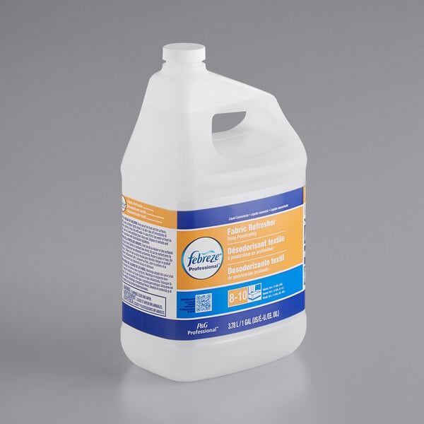 A white jug of Febreze Professional Fabric Refresher Concentrate.