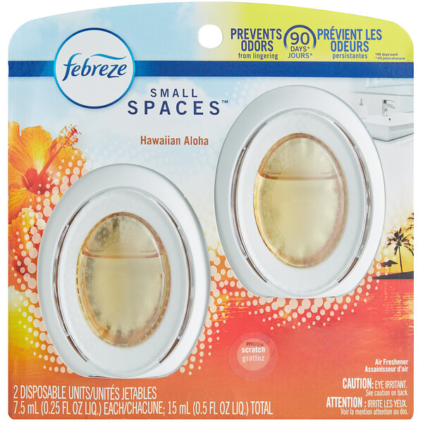 A package of 2 Febreze Small Spaces Hawaiian Aloha air fresheners.